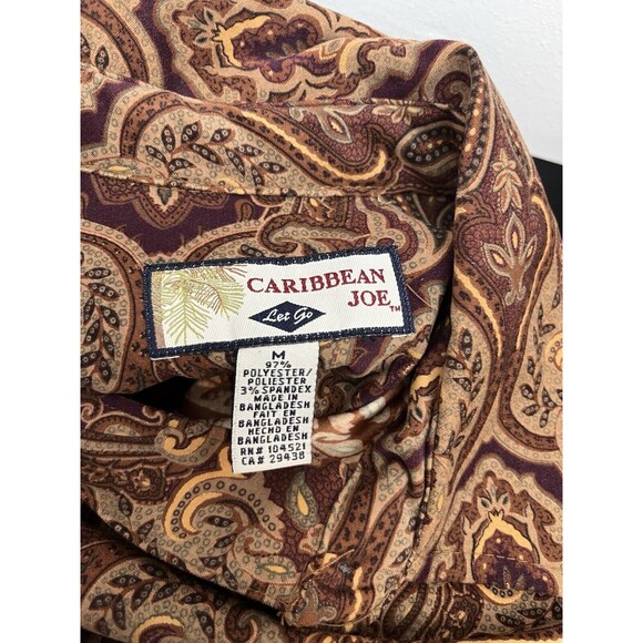 Caribbean Joe Women’s Shirt Blouse Size M Paisley Long Sleeve Button Up Collared - Picture 8 of 10